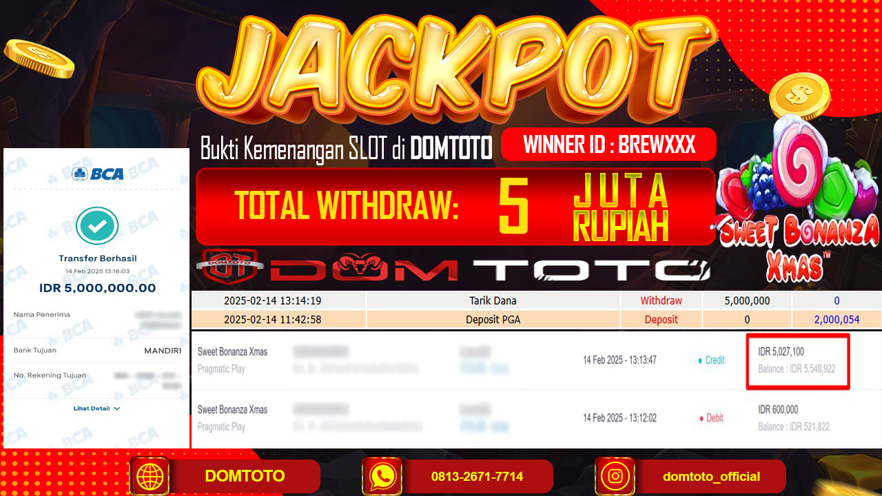 JACKPOT SLOT SWEET BONANZA XMAS 14 FEBRUARI 2025